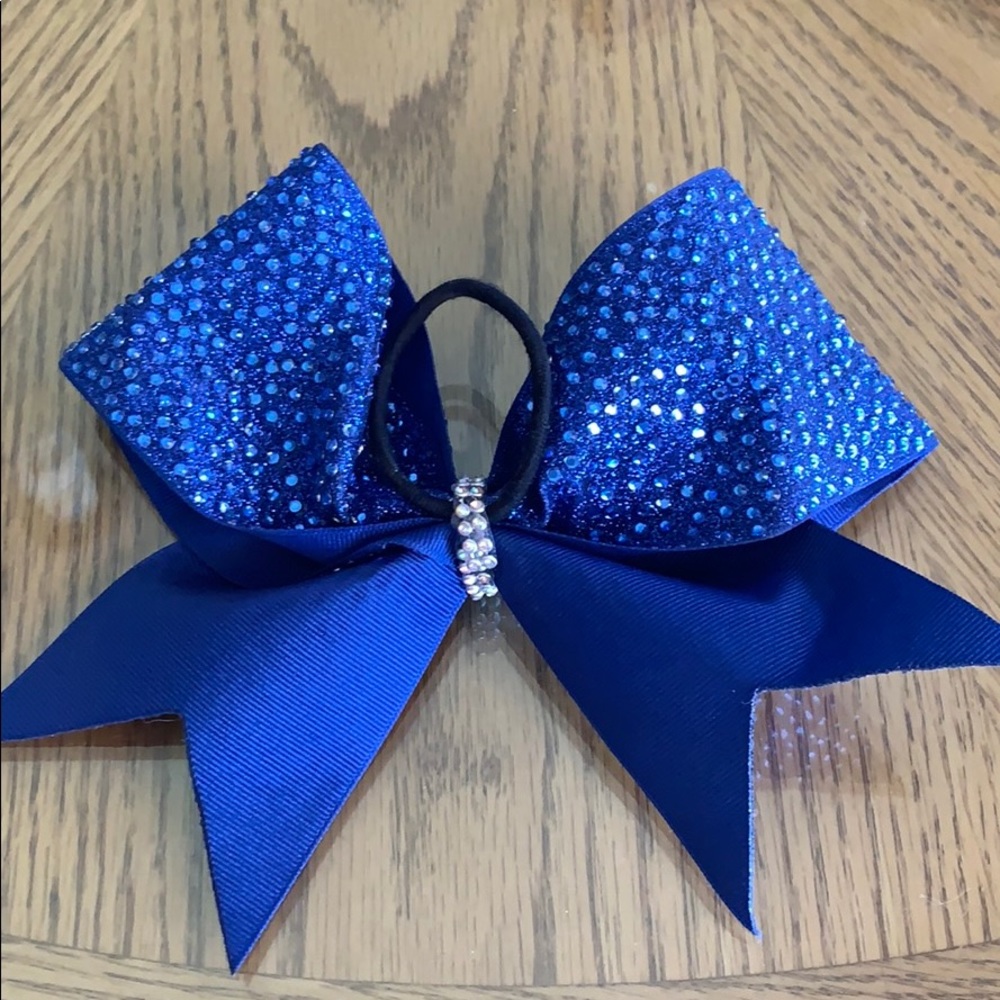 Blue Rhinestone Cheer Bow - Picture 2 of 2